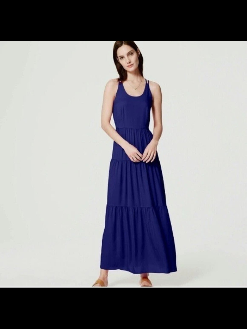 Nwt Loft Strappy Sleeveless Tiered Maxi Dress - Blue